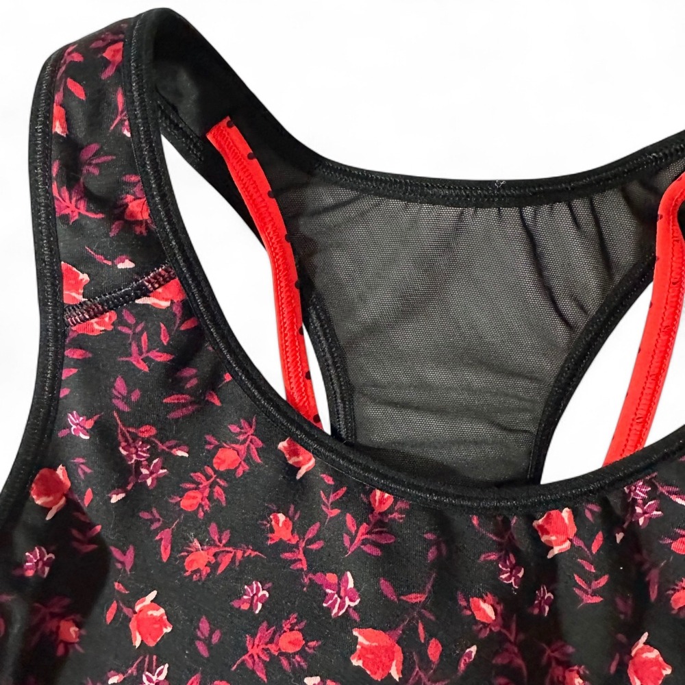Floral Sports Bra‎ Medium Support Racerback Activewear Size Large - Picture 7 of 9